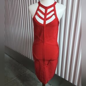 Bebe Strappy Red Backless Dress